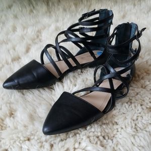 Bcbgeneration Strappy Pointed Toe Ballet Flats New